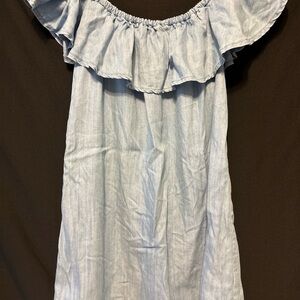 Lulu's Light Blue Off-Shoulder Ruffle Mini Dress